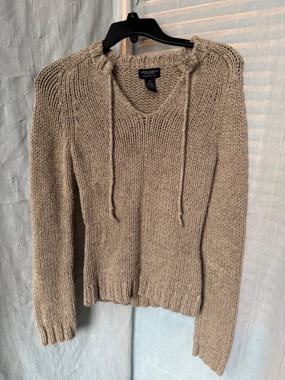 American Eagle Outfitters Chunky Knit Hoodie Sweater Beige XS